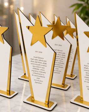 Standart yazılı mezuniyet yıldızlı plaket