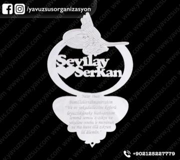 Tuğralı dikiz aynası süsü 13x8 GUMUS