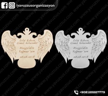 Melek Kanatlı palmiye dikiz ayna süsü 10x8 ALTIN