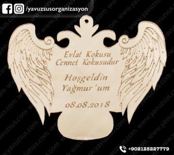 Melek Kanatlı palmiye dikiz ayna süsü 10x8 ALTIN