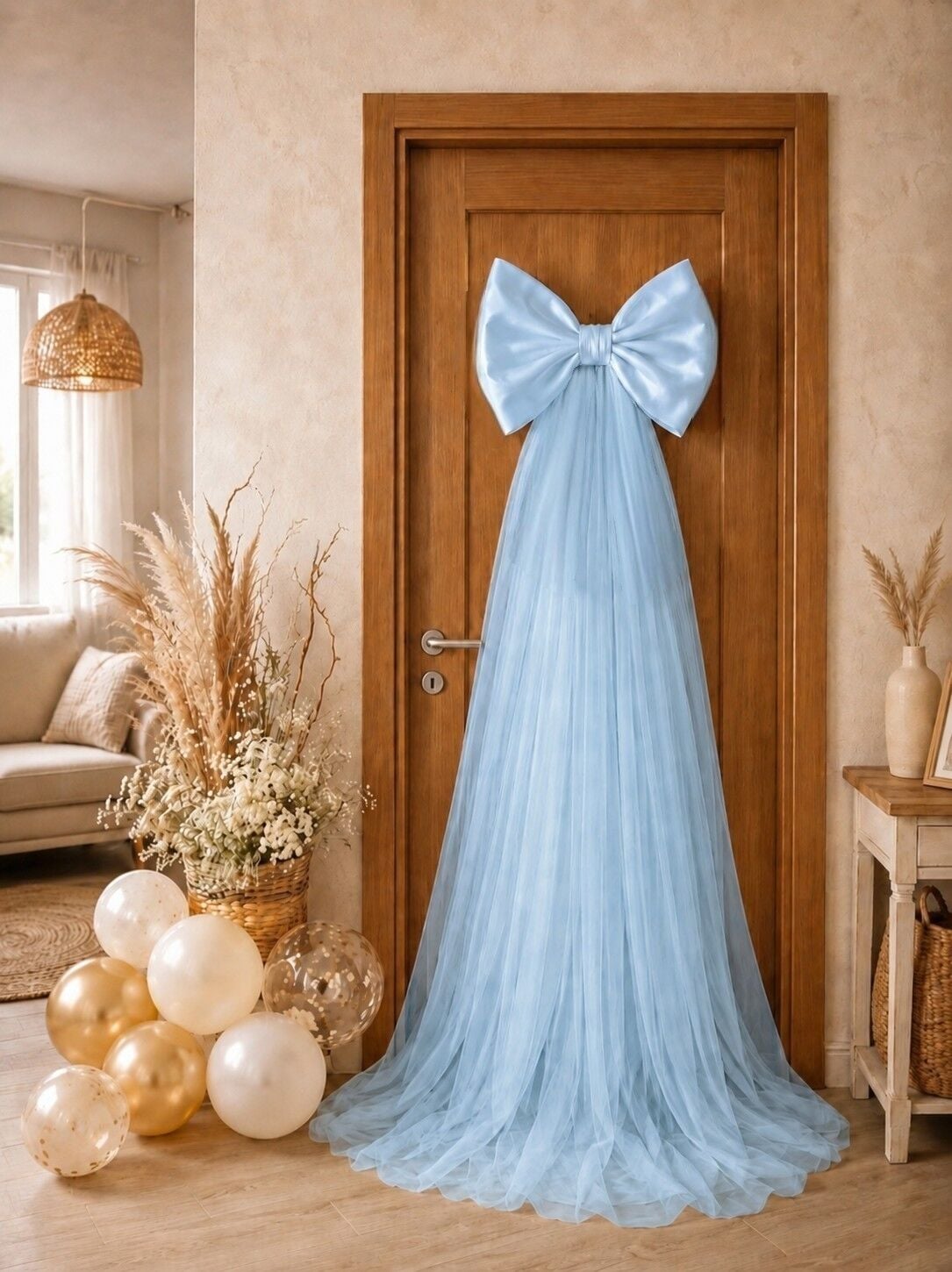 40*200cm saten & kristal tül fiyonk  Kapı süsü