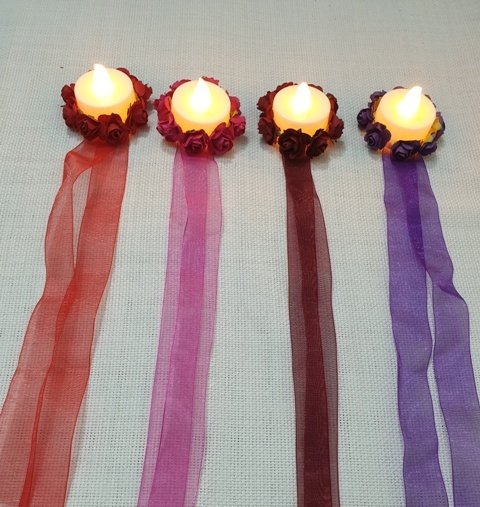 Işıklı çiçekli el mumu(10 adet)