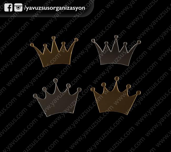 Pleksi kral&kraliçe taç özel tasarım(2mm) ALTIN KRALCEISIMLI