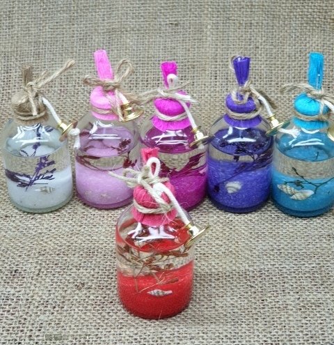 Süslü kandilli cam şişe (50cc) KIRMIZI