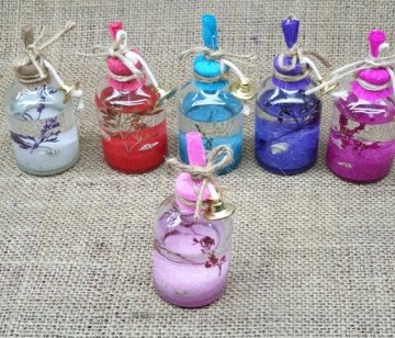 Süslü kandilli cam şişe (50cc) PEMBE