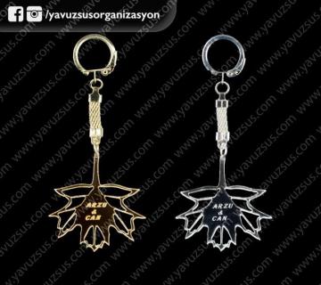 pleksi yaprak anahtarlık ALTIN