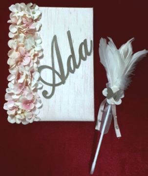 Yaldızlı deftere çiçekli anı defter&kalem PEMBE