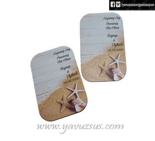 Uv Basklı KREM Deniz Konseptli Ahşap Süs(15*10cm)