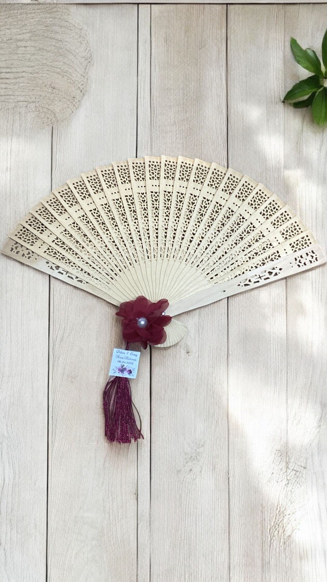 Lazer çiçekli süslü yelpaze Hediyelik(20 adet)