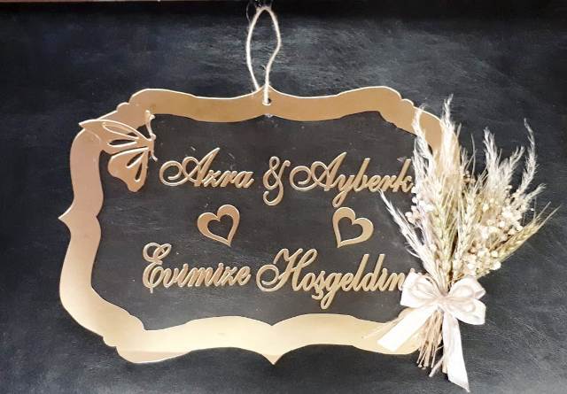 İçi Şeffaf Dikdörtgen Evimize Hoşgeldiniz Kapı Süs
