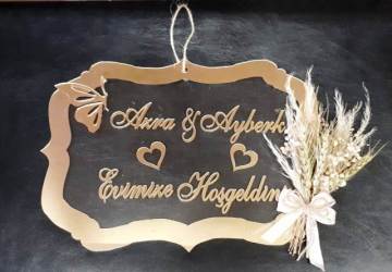 İçi Şeffaf Dikdörtgen Evimize Hoşgeldiniz Kapı Süs