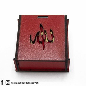 Ahşap Kutulu Kuranlı Tesbihli Hediyelik KIRMIZI
