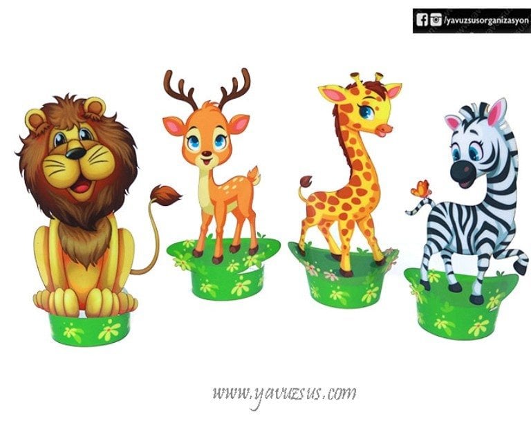 Ayakta 4 lü Safari Konseptli Figürler(4 adet pvc)
