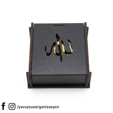 Ahşap Kutulu Kuranlı Tesbihli Hediyelik SIYAH