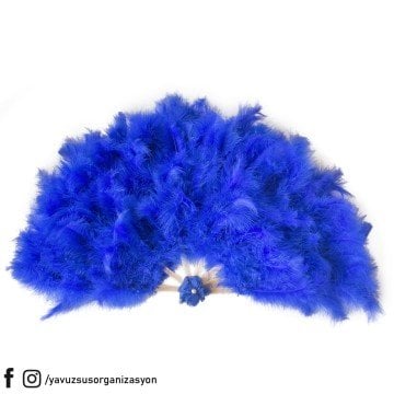 Büyük Boy Tüylü Yelpaze MAVI