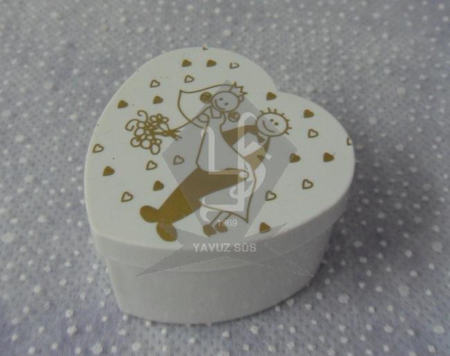 KUCAKTA GELİN DAMAT KALP KUTU (KLD)(12 adet) SIYAH