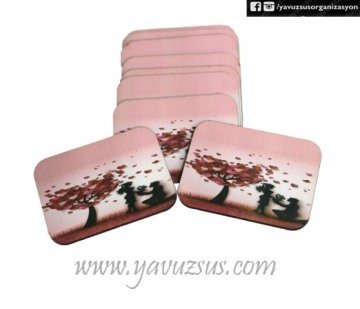 Uv Basklı Ağaç Desenli Ahşap Süsü(7,5*5,5cm)