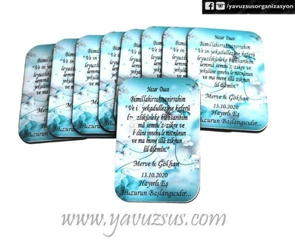 Uv Basklı Mavi Nazar Dualı Ahşap Süsü(7,5*5,5cm)