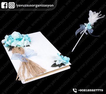 Keten Kumaş Aile Kapı Süsü  4 lü Set MAVI ANIDEFTERI