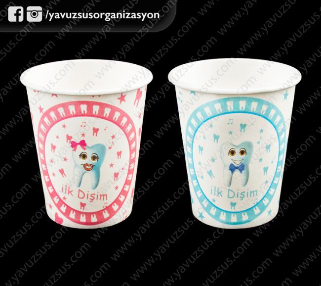 Fiyonk&papyon ilk dişim cıktı bardak 8 ad PEMBE