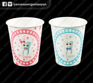 Fiyonk&papyon ilk dişim cıktı bardak 8 ad PEMBE
