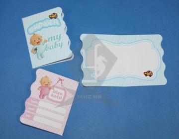baby shower davetiyesi (10ad)(KLD) PEMBE
