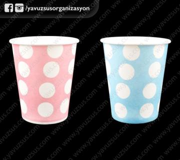 Kağıt puantiyeli bardak(8 ad) PEMBE