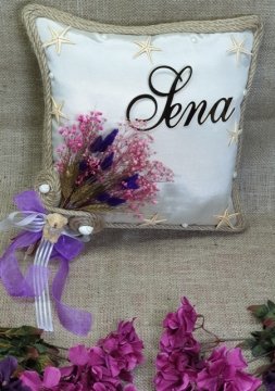 Bej rengi bebek süsü MAVI YASTIK