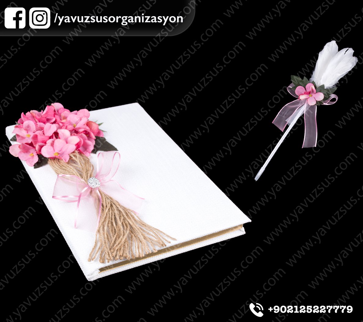 Keten Kumaş Aile Kapı Süsü  4 lü Set PEMBE ANIDEFTERI