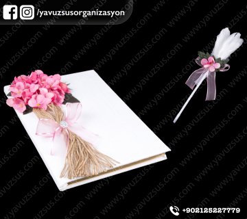 Keten Kumaş Aile Kapı Süsü  4 lü Set PEMBE ANIDEFTERI