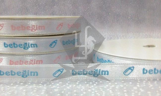 1cm bebeğim baskılı kurdele saten PEMBE