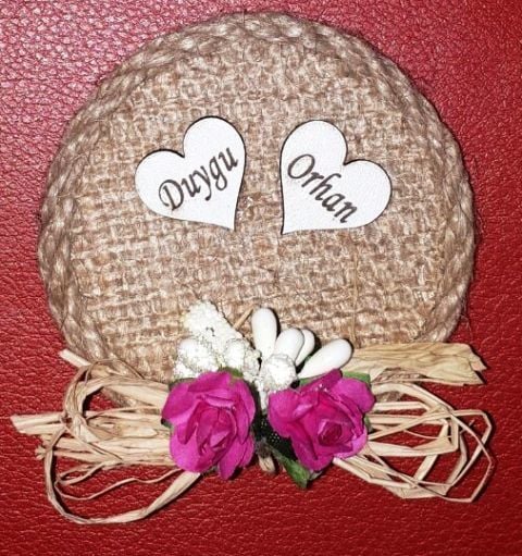 Hazır çiçekli magnetli nikah şekeri (20 adet) 7cm