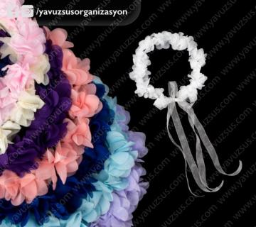 lazer çiçekli süslü taç FUSYA