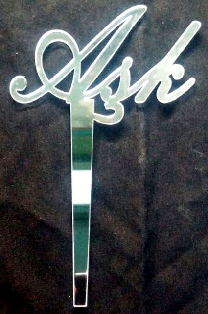 Pleksi aşk pasta üzeri çubuk (10x15) ALTIN OZEL ISIML