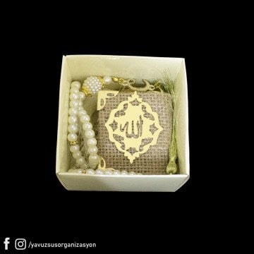 Yaldızlı Kutu Püsküllü Kuran Tesbih Hediyelik 20ad