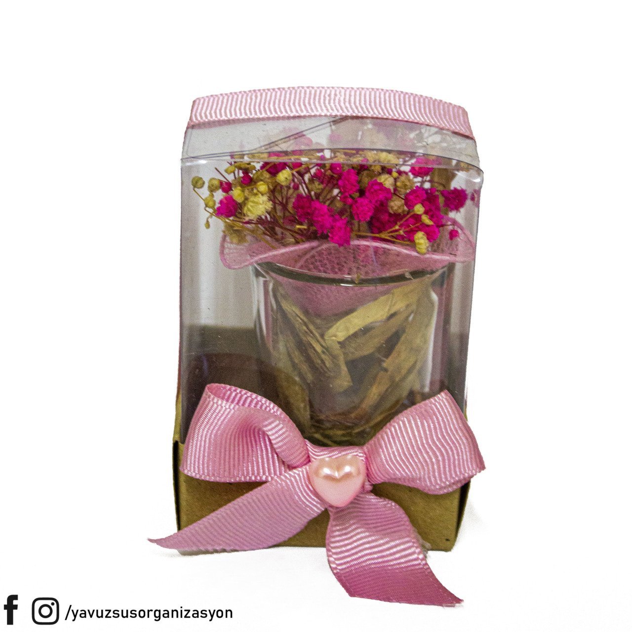 Bardak İçinde Raketli Çiçek Süslü Nikah Şekeri20ad