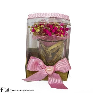 Bardak İçinde Raketli Çiçek Süslü Nikah Şekeri20ad