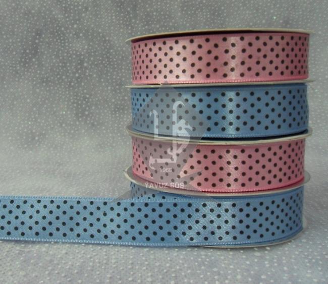 2cm pembe mavi üzeri siyah puanlı kurd. PEMBE