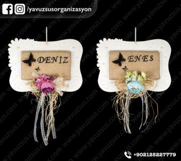 Ahşap Kendinden desenli kapı süsü MAVI