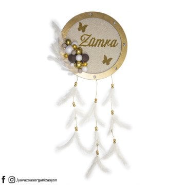 Kumaşlı Nazar Dekorlu Toplu Bebek Odası Kapı Süsü