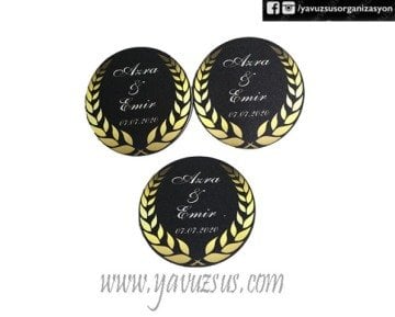 Uv Basklı Siyah Zeminli  Ahşap Süs(7cm)