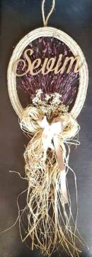 Oval kraft süslü isme özel  kapı süsü