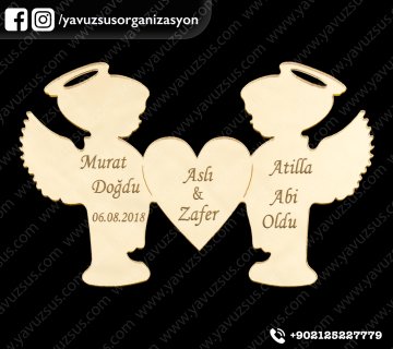 2 melekli kalpli  pleksi (6,5*10cm) ALTIN ERKEK