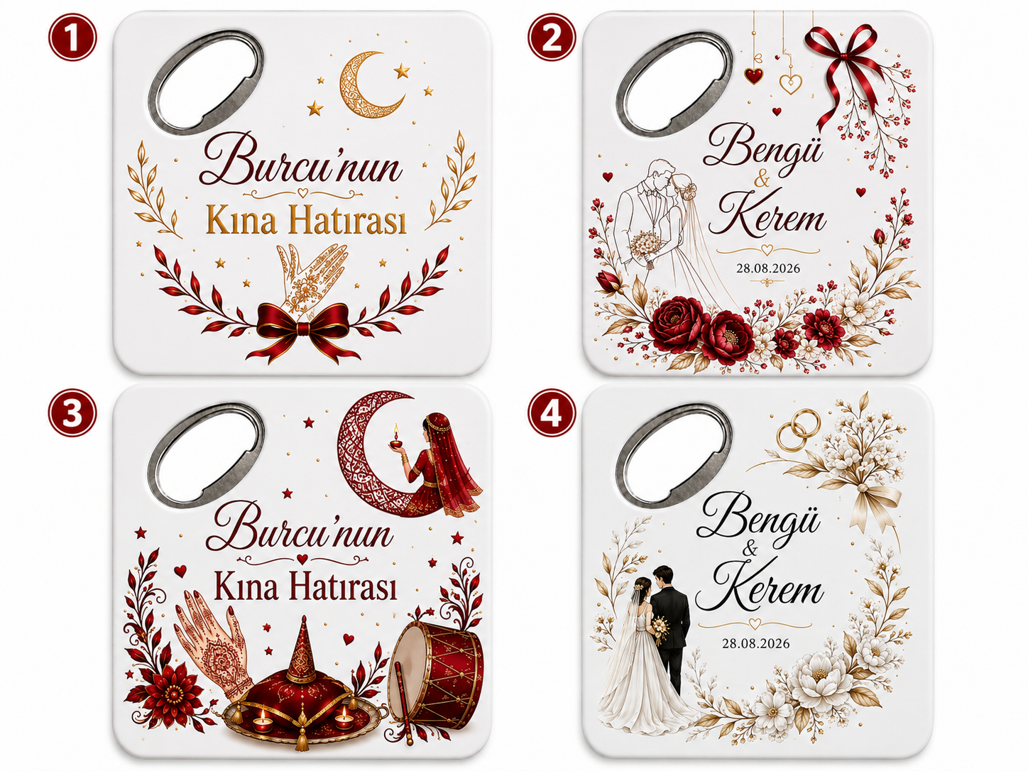 Kare  şeklinde baskılı nikah & kına açacak