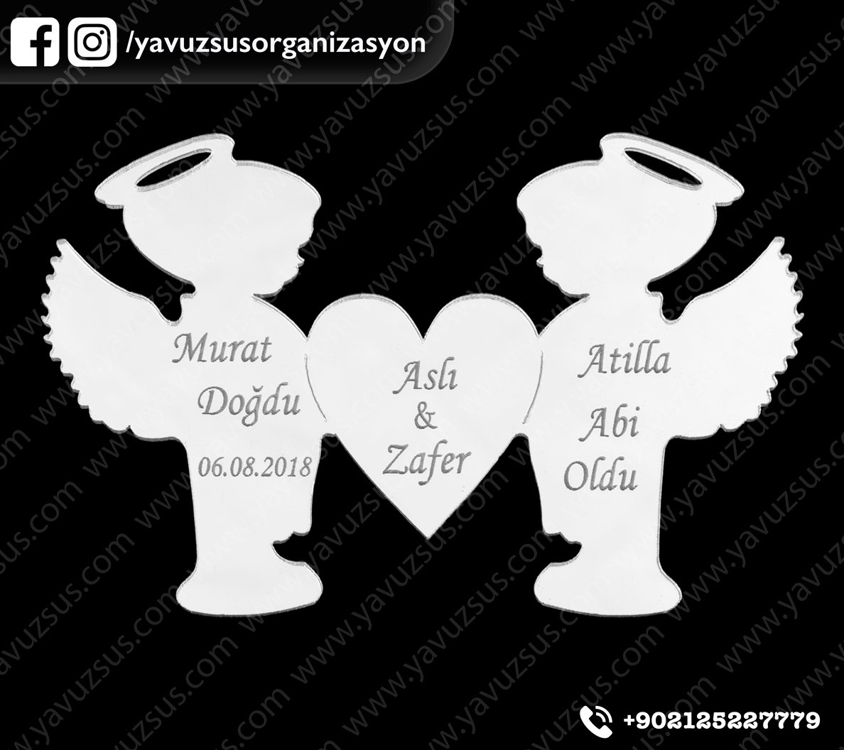 2 melekli kalpli  pleksi (6,5*10cm) ALTIN KIZ