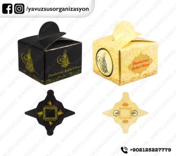 Tuğralı lokumluk kutusu demonte 25 adet SIYAH