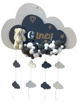 Gri Işıklı  Kabartmalı Bulut Kapı Süsü