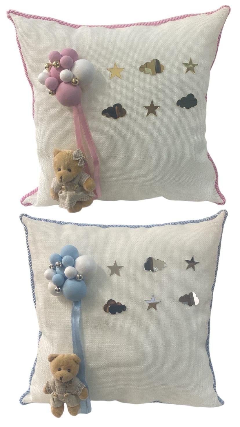 Açık Zemin Üzerine Top Dekor.Ayıcıklı Takı Yastığı