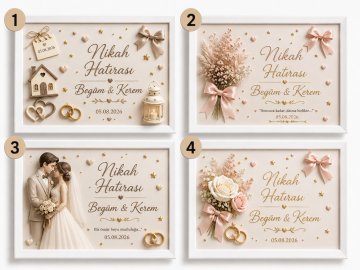 Dikdörtgen baskılı mıknatıslı nikah çerçeve modelleri