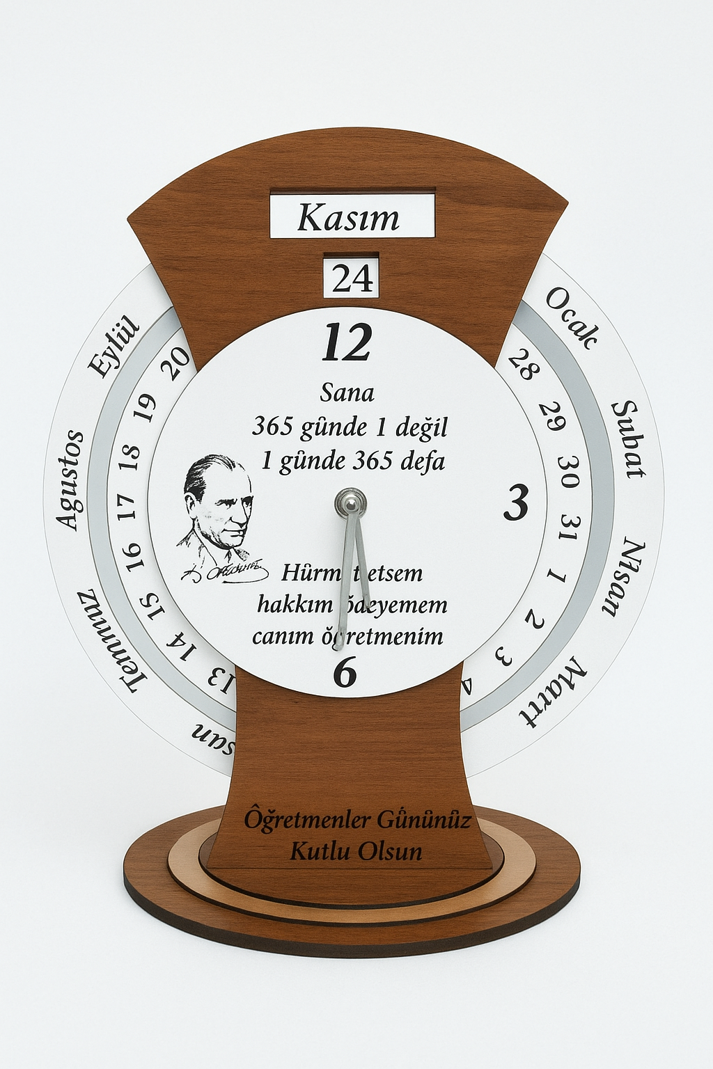 Saat & Takvim Öğretmenler Gününe Özel Ahşap Hediye